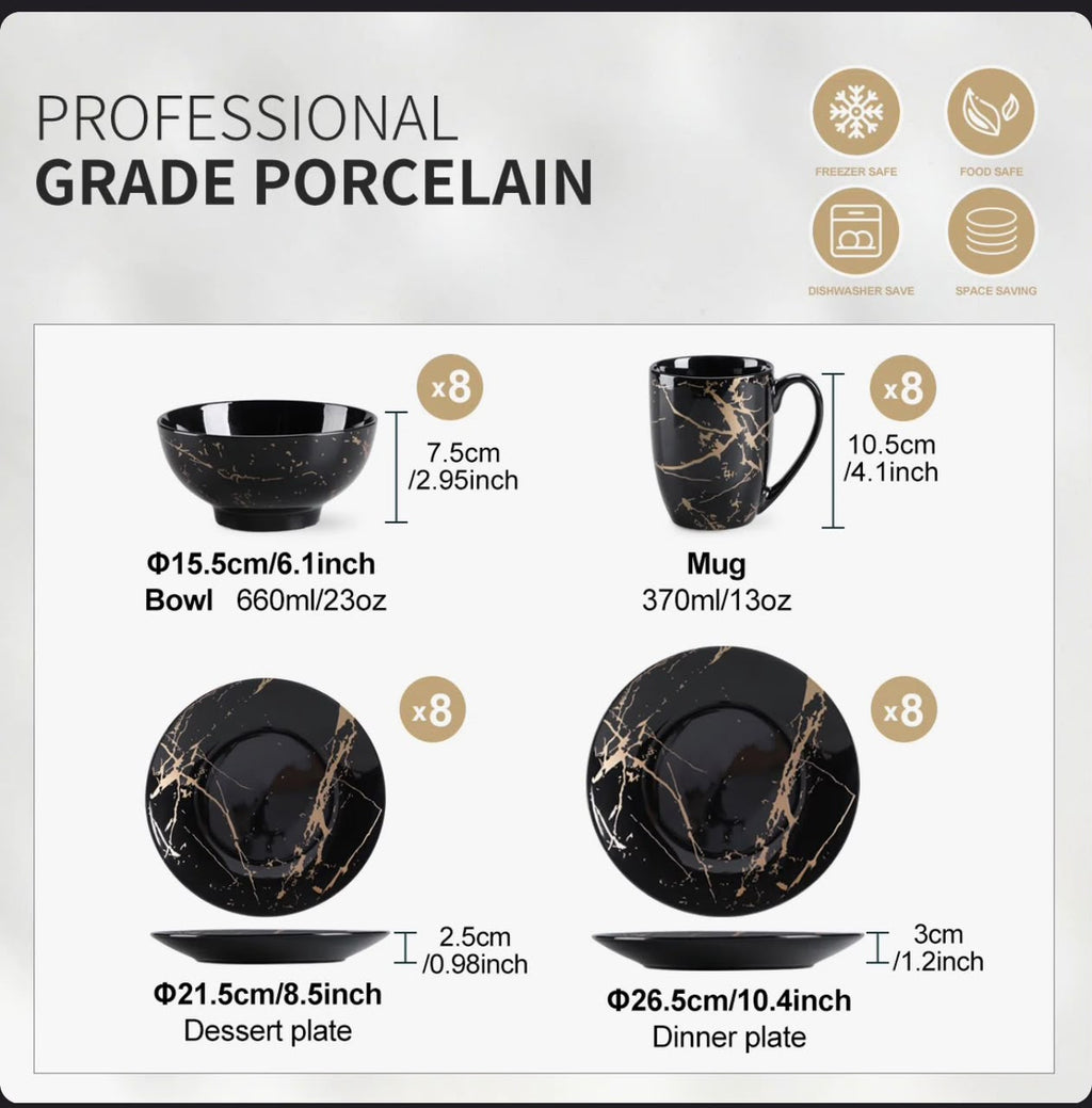 Black Kitchen Crockery Set  Elegant Everyday Dining