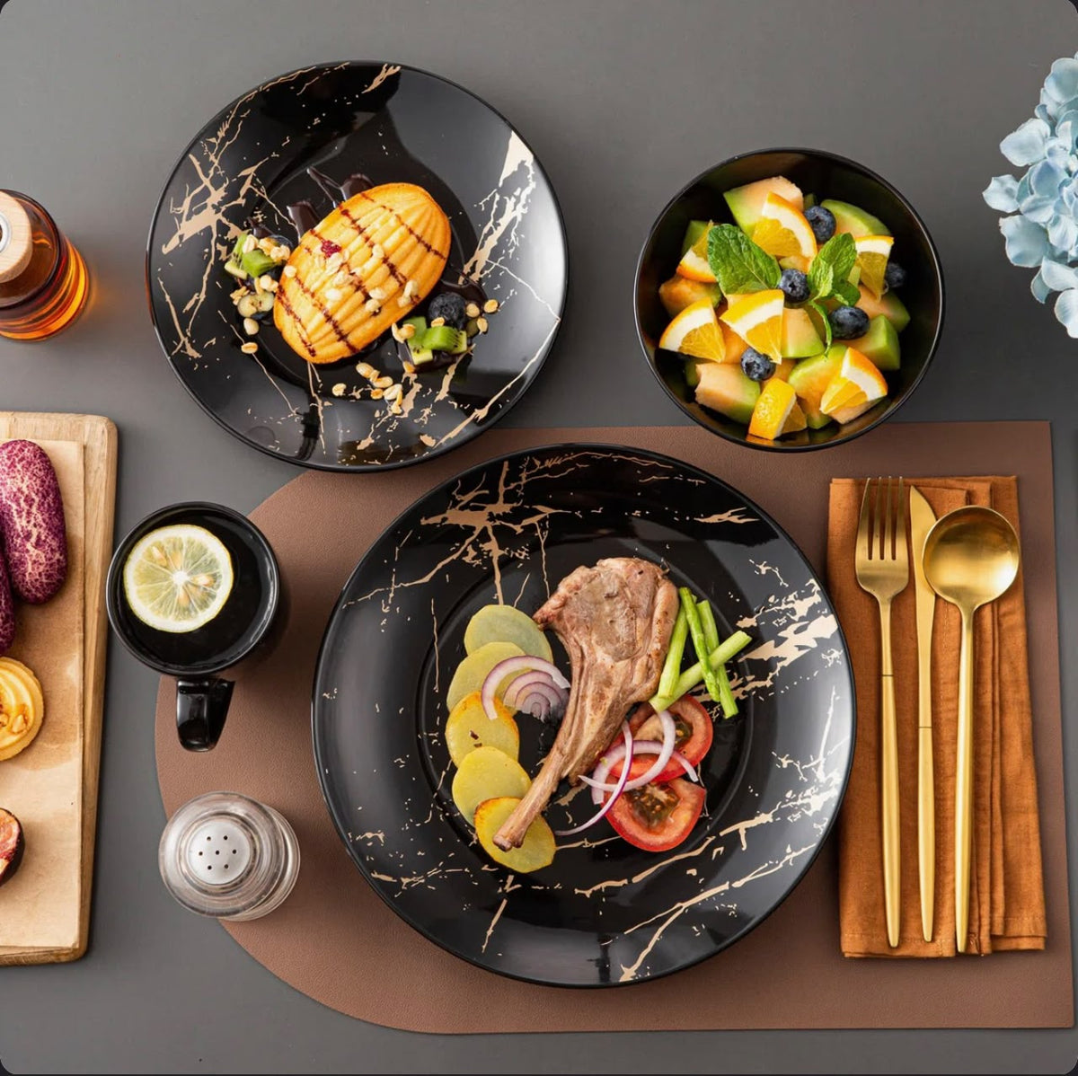 Black Kitchen Crockery Set  Elegant Everyday Dining