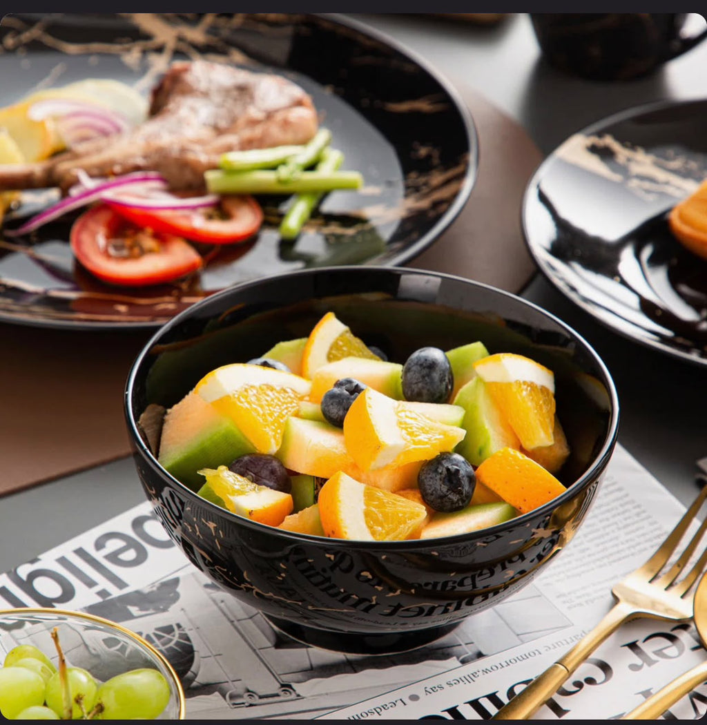 Black Kitchen Crockery Set  Elegant Everyday Dining